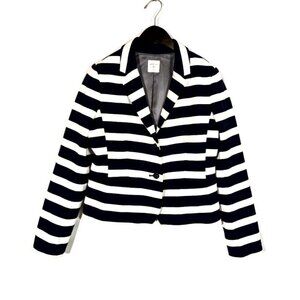 GAP Academy Blazer Soft Stretch Jacket Navy Stripe Nautical Size 6 Pockets Cozy